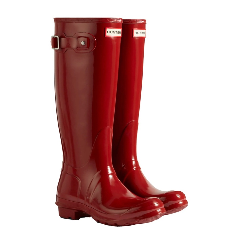 Hunter Women’s Glossy Red Knee-High Boots Size 8
